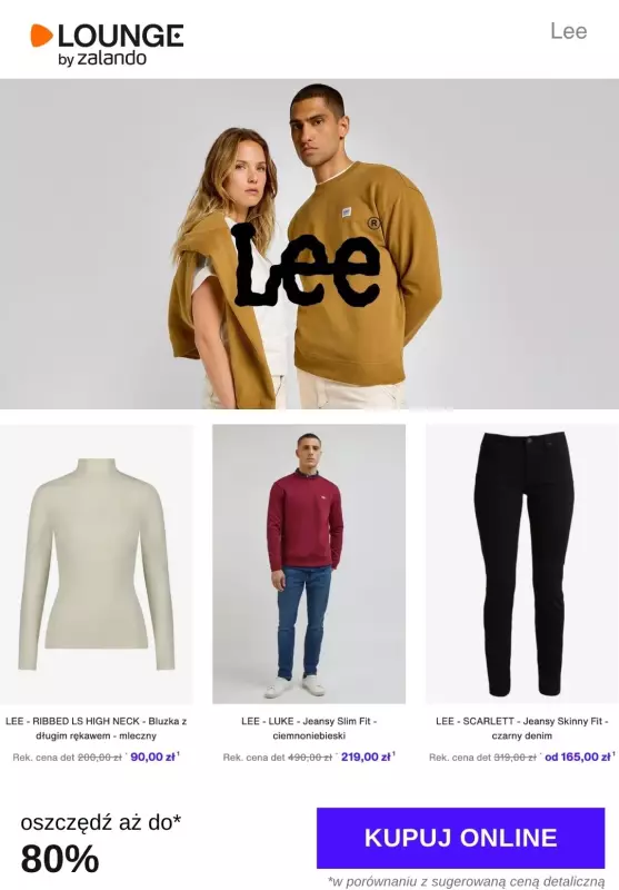 Lounge by Zalando - gazetka promocyjna Do -80% Lee od poniedziałku 10.02 do czwartku 13.02