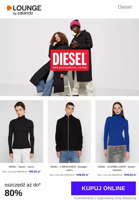 Lounge by Zalando - gazetka promocyjna Do -80% Diesel od czwartku 13.02 do niedzieli 16.02