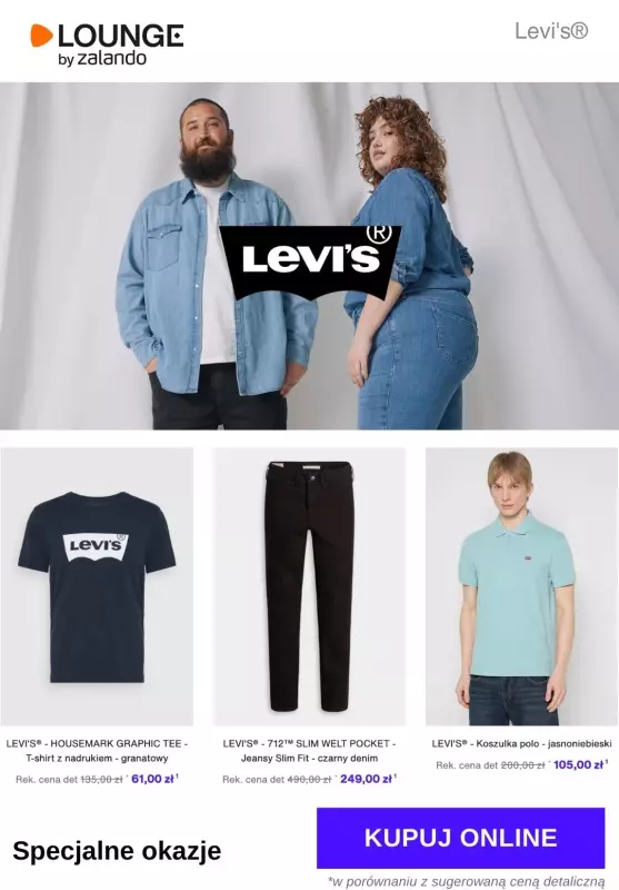 Lounge by Zalando - gazetka promocyjna Specjalne okazje: Levi's od poniedziałku 24.02 do czwartku 27.02