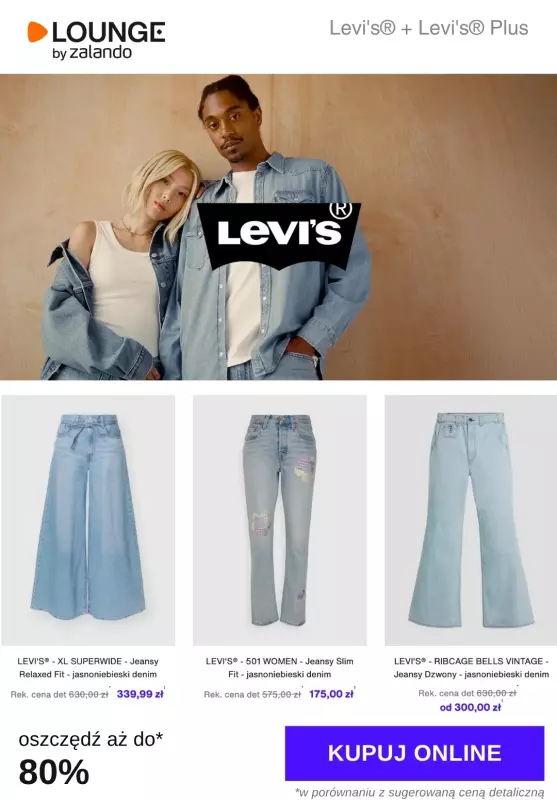 Lounge by Zalando - gazetka promocyjna Do -80% Levi's® + Levi's® Plus  