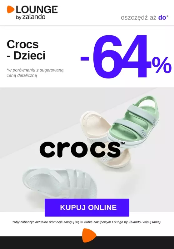 Lounge by Zalando - gazetka promocyjna Do -64%  Crocs - Dzieci od środy 23.07 do piątku 25.07