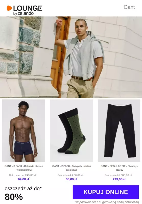 Lounge by Zalando - gazetka promocyjna Do -80% GANT od poniedziałku 08.09 do środy 10.09