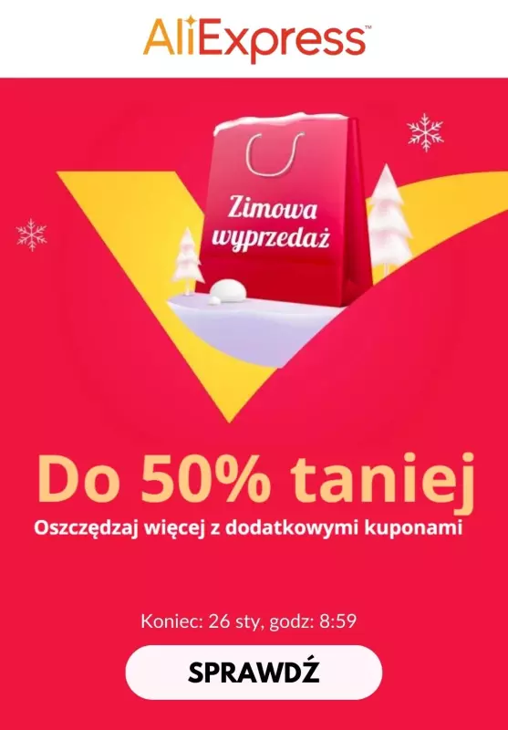 AliExpress - gazetka promocyjna Zimowa wyprzedaż - Centrum kuponów! od piątku 19.01 do piątku 26.01