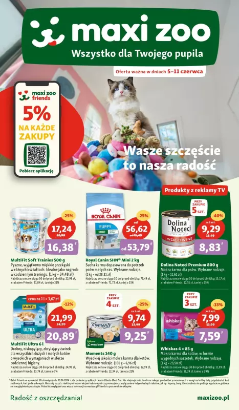 MAXI ZOO - gazetka promocyjna Gazetka od środy 05.06 do wtorku 11.06