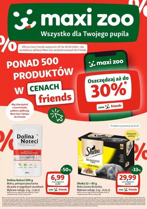 MAXI ZOO - gazetka promocyjna Ceny Friends od czwartku 01.08 do poniedziałku 30.09