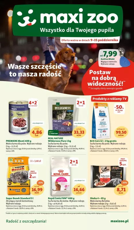 MAXI ZOO - gazetka promocyjna Gazetka od środy 09.10 do wtorku 15.10