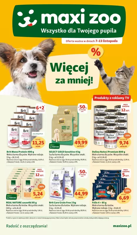 MAXI ZOO - gazetka promocyjna Więcej za mniej od czwartku 07.11 do środy 13.11