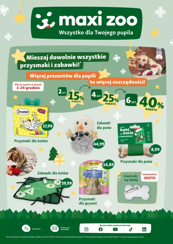 MAXI ZOO - gazetka promocyjna Prezenty da pupili od niedzieli 01.12 do wtorku 24.12