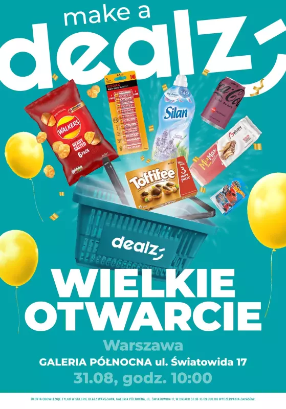 Dealz - gazetka promocyjna WARSZAWA: Wielkie Otwarcie DEALZ! Już w sobotę 31.08.24! od soboty 31.08 do piątku 13.09