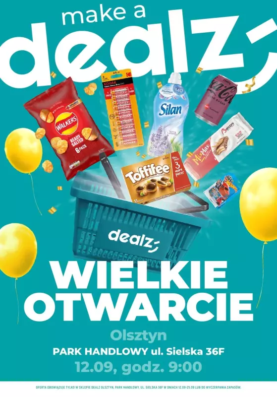 Dealz - gazetka promocyjna OLSZTYN: Wielkie Otwarcie DEALZ! Już w CZWARTEK 12.09.24! od czwartku 12.09 do środy 25.09