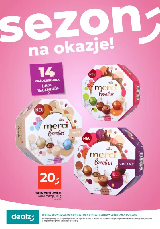 Dealz - gazetka promocyjna Sezon na okazje - Dzień Nauczyciela  do środy 09.10