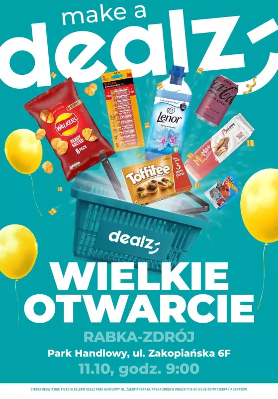 Dealz - gazetka promocyjna RABKA-ZDRÓJ: Wielkie Otwarcie DEALZ! Już w piątek 11.10.24! od piątku 11.10 do czwartku 24.10