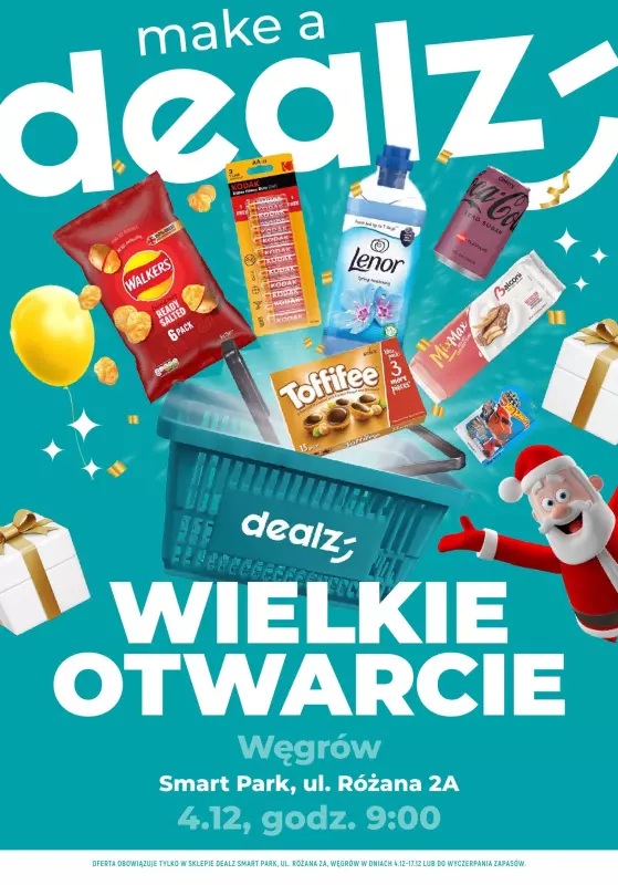 Dealz - gazetka promocyjna WĘGRÓW: Wielkie Otwarcie DEALZ! Już w środę 04.12.24!  do wtorku 17.12