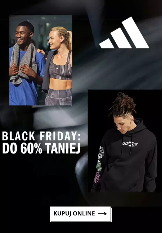 Adidas - gazetka promocyjna Do -60% na Black Friday! od piątku 29.11 do niedzieli 01.12