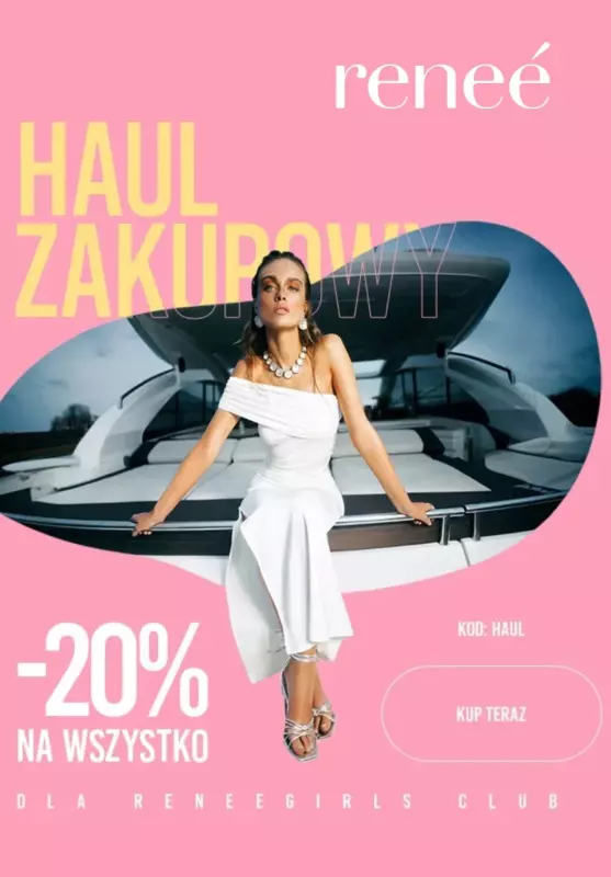 Renee - gazetka promocyjna -20% na wszystko w klubie od środy 14.08 do poniedziałku 19.08