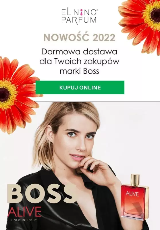 Elnino-Parfum - gazetka promocyjna Darmowa dostawa dla Twoich zakupów marki Boss od poniedziałku 21.03 do niedzieli 27.03