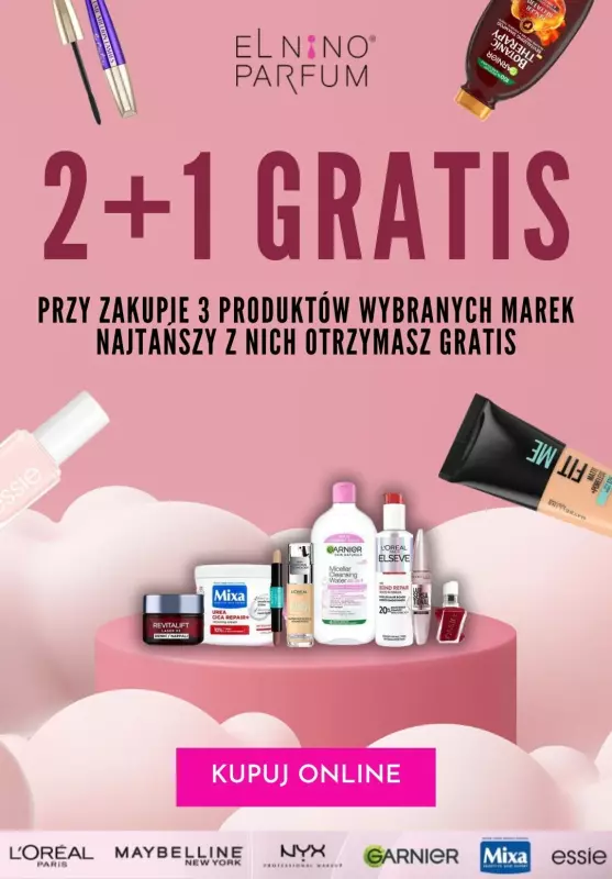 Elnino-Parfum - gazetka promocyjna 2+1 GRATIS od wtorku 22.10 do wtorku 29.10