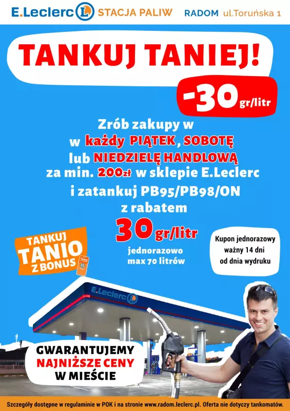 Leclerc - gazetka promocyjna Oferta Radom: TANKUJ TANIEJ! od wtorku 18.06 do wtorku 31.12