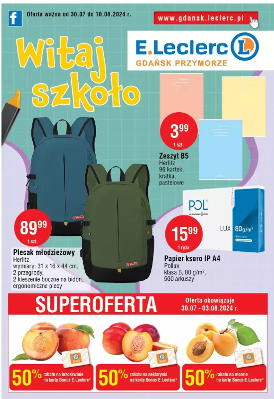 Leclerc - gazetka promocyjna Oferta Gdańsk od wtorku 30.07 do soboty 10.08