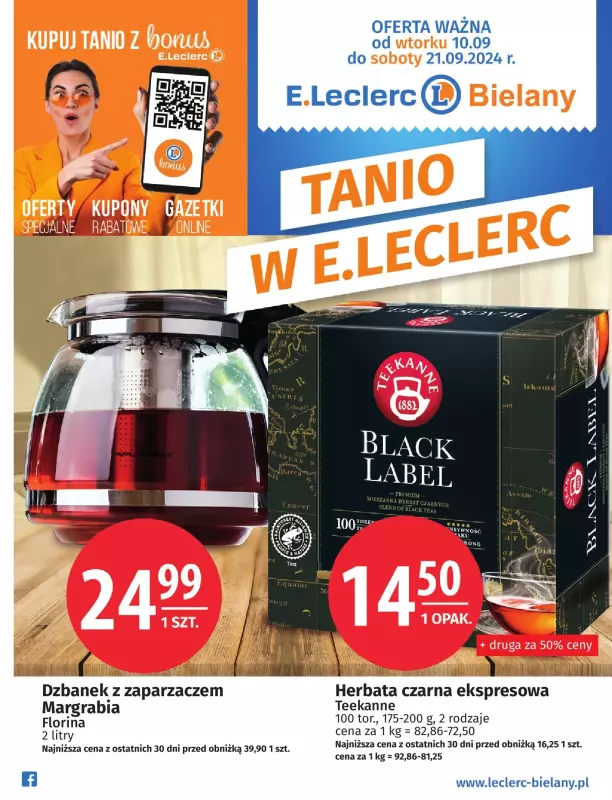 Leclerc - gazetka promocyjna Oferta E.Leclerc Bielany od wtorku 10.09 do soboty 21.09