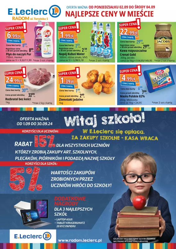 Leclerc - gazetka promocyjna Oferta RADOM od poniedziałku 02.09 do środy 04.09