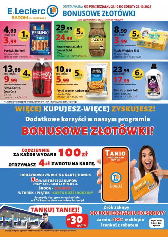 Leclerc - gazetka promocyjna Oferta Radom od poniedziałku 21.10 do soboty 26.10