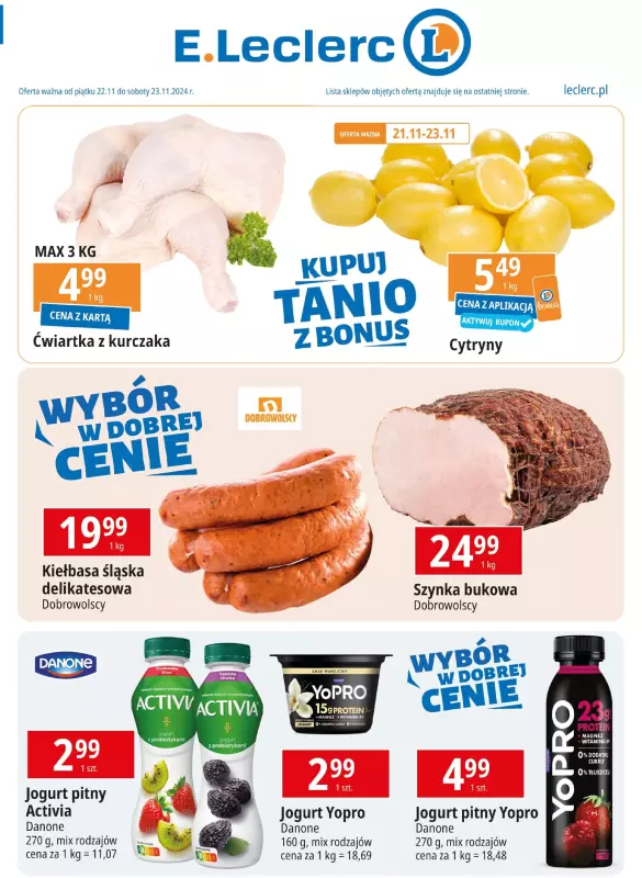 Leclerc - gazetka promocyjna Oferta E.Leclerc od piątku 22.11 do soboty 23.11