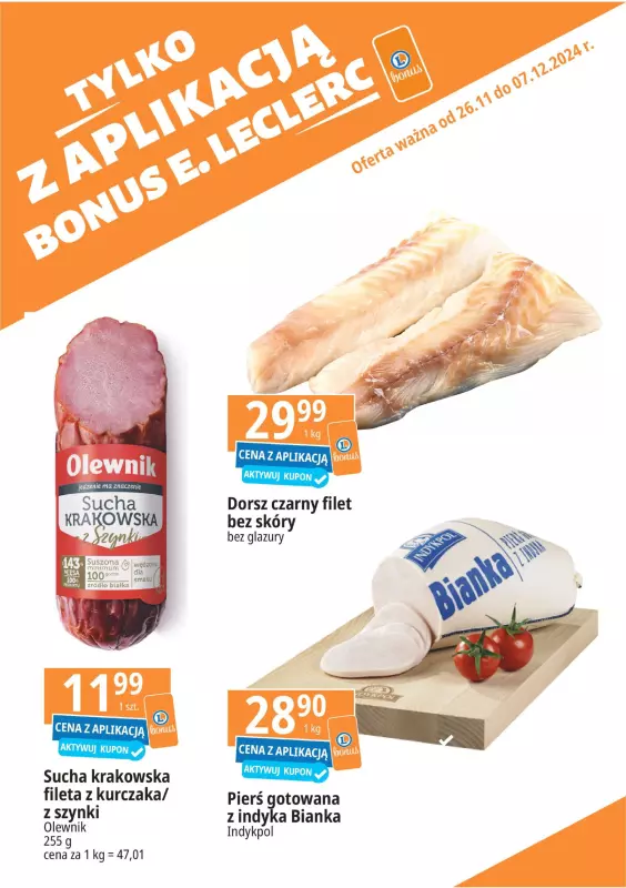 Leclerc - gazetka promocyjna Oferta E.Leclerc I Tylko z aplikacją od wtorku 26.11 do soboty 07.12