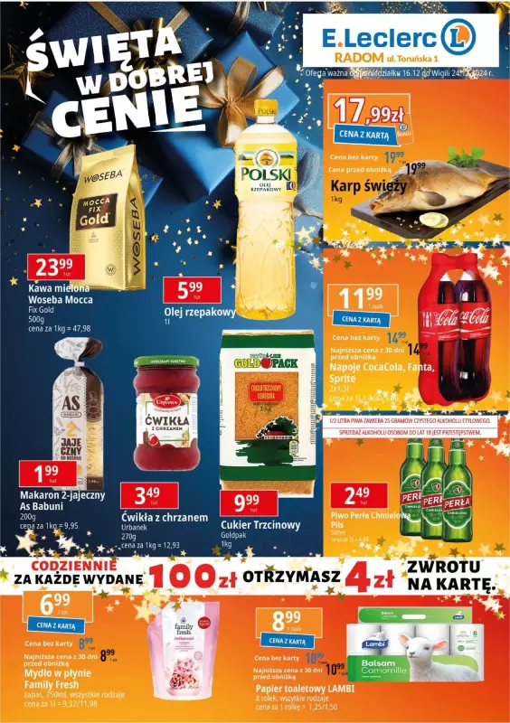 Leclerc - gazetka promocyjna Oferta Radom od poniedziałku 16.12 do wtorku 24.12