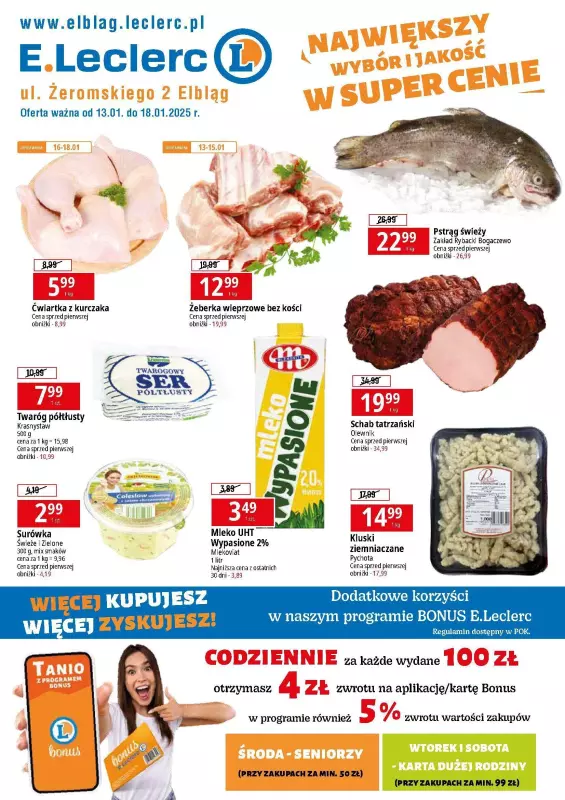 Leclerc - gazetka promocyjna Oferta Elbląg od poniedziałku 13.01 do soboty 18.01