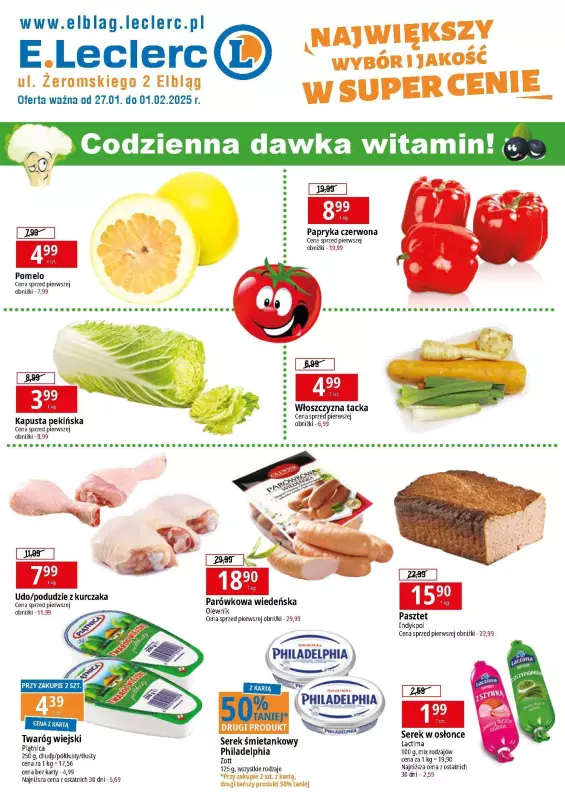 Leclerc - gazetka promocyjna Elbląg Gazetka od poniedziałku 27.01 do soboty 01.02