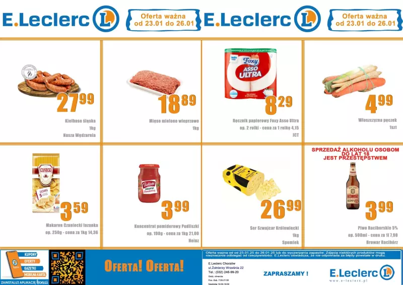 Leclerc - gazetka promocyjna Oferta Chorzów od piątku 24.01 do niedzieli 26.01