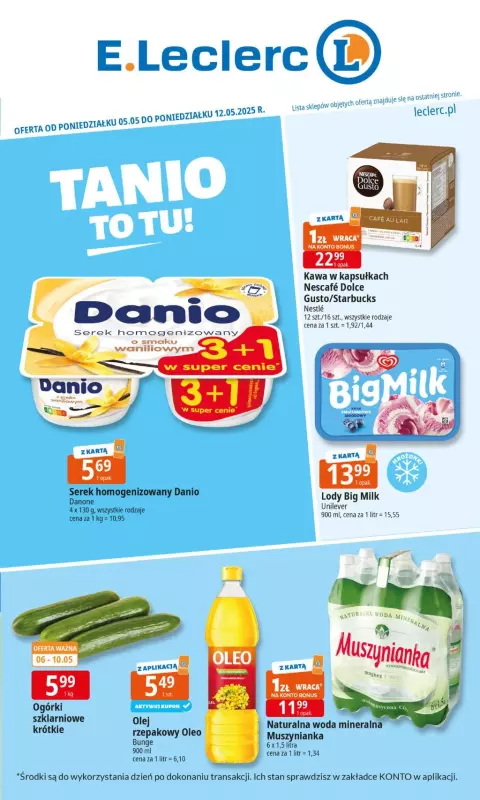 Leclerc - gazetka promocyjna Oferta E.Leclerc I Tanio to tu! od poniedziałku 05.05 do poniedziałku 12.05