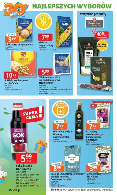 Leclerc - gazetka promocyjna Oferta E.Leclerc I 30 lat najlepszych wyborów od wtorku 13.05 do soboty 24.05 - strona 12