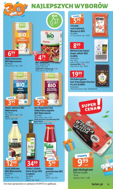 Leclerc - gazetka promocyjna Oferta E.Leclerc I 30 lat najlepszych wyborów od wtorku 13.05 do soboty 24.05 - strona 13