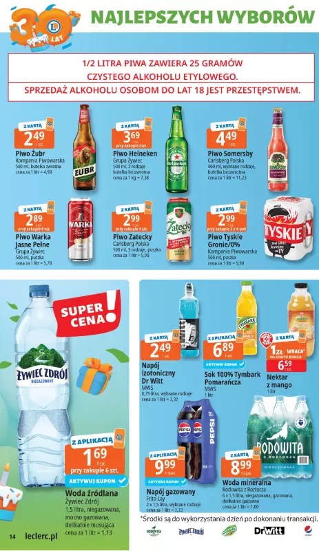 Leclerc - gazetka promocyjna Oferta E.Leclerc I 30 lat najlepszych wyborów od wtorku 13.05 do soboty 24.05 - strona 14