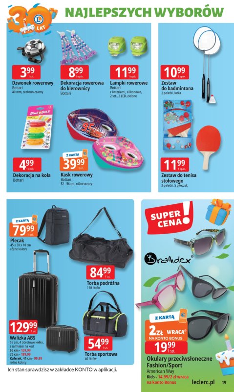 Leclerc - gazetka promocyjna Oferta E.Leclerc I 30 lat najlepszych wyborów od wtorku 13.05 do soboty 24.05 - strona 19