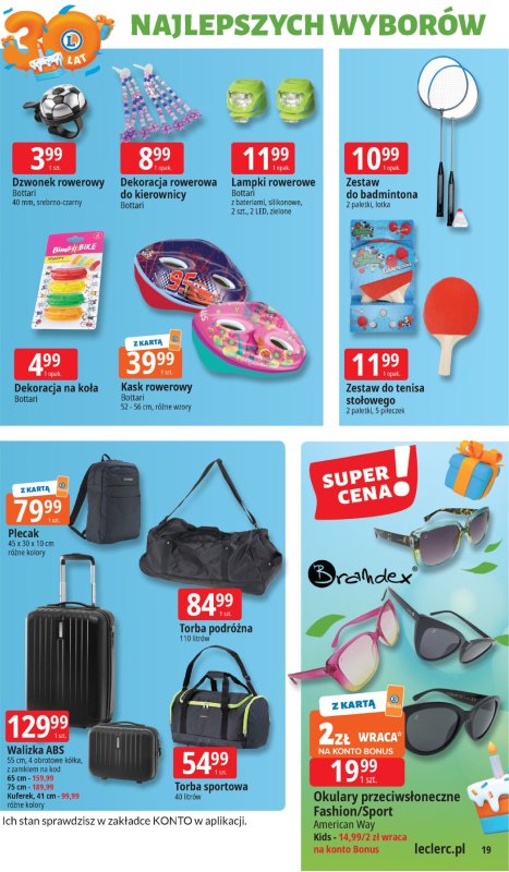 Leclerc - gazetka promocyjna Oferta E.Leclerc I 30 lat najlepszych wyborów od wtorku 13.05 do soboty 24.05 - strona 19