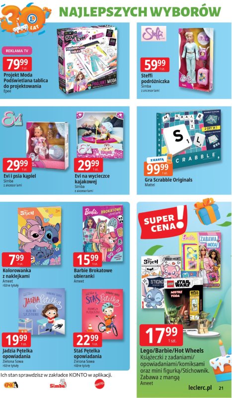 Leclerc - gazetka promocyjna Oferta E.Leclerc I 30 lat najlepszych wyborów od wtorku 13.05 do soboty 24.05 - strona 21