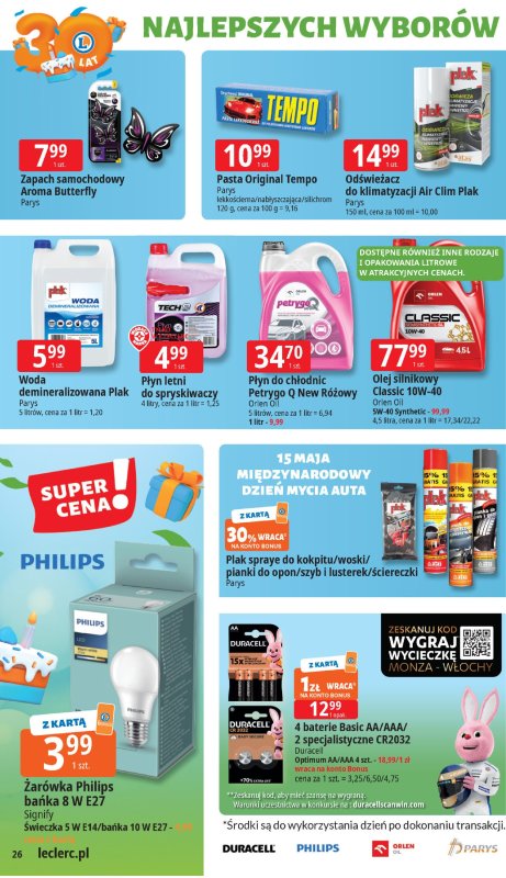 Leclerc - gazetka promocyjna Oferta E.Leclerc I 30 lat najlepszych wyborów od wtorku 13.05 do soboty 24.05 - strona 26