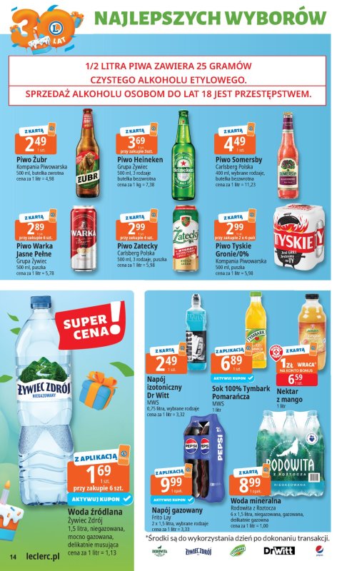 Leclerc - gazetka promocyjna Oferta E.Leclerc I 30 lat najlepszych wyborów od wtorku 13.05 do soboty 24.05 - strona 14