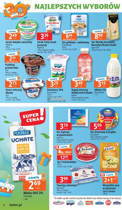 Leclerc - gazetka promocyjna Oferta E.Leclerc I 30 lat najlepszych wyborów od wtorku 13.05 do soboty 24.05 - strona 4