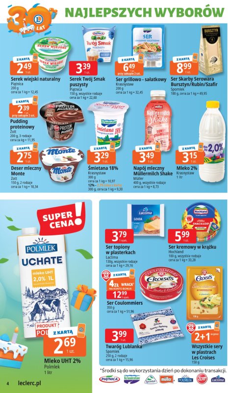 Leclerc - gazetka promocyjna Oferta E.Leclerc I 30 lat najlepszych wyborów od wtorku 13.05 do soboty 24.05 - strona 4