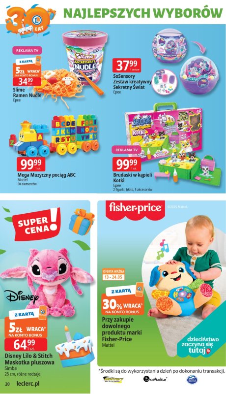 Leclerc - gazetka promocyjna Oferta E.Leclerc I 30 lat najlepszych wyborów od wtorku 13.05 do soboty 24.05 - strona 20