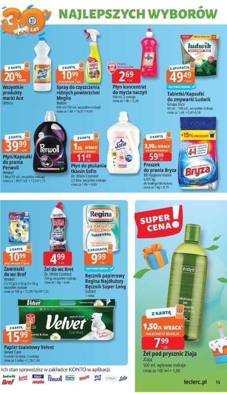 Leclerc - gazetka promocyjna Oferta E.Leclerc I 30 lat najlepszych wyborów od wtorku 13.05 do soboty 24.05 - strona 15