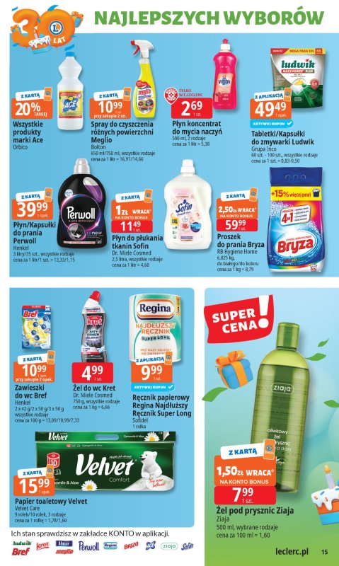 Leclerc - gazetka promocyjna Oferta E.Leclerc I 30 lat najlepszych wyborów od wtorku 13.05 do soboty 24.05 - strona 15