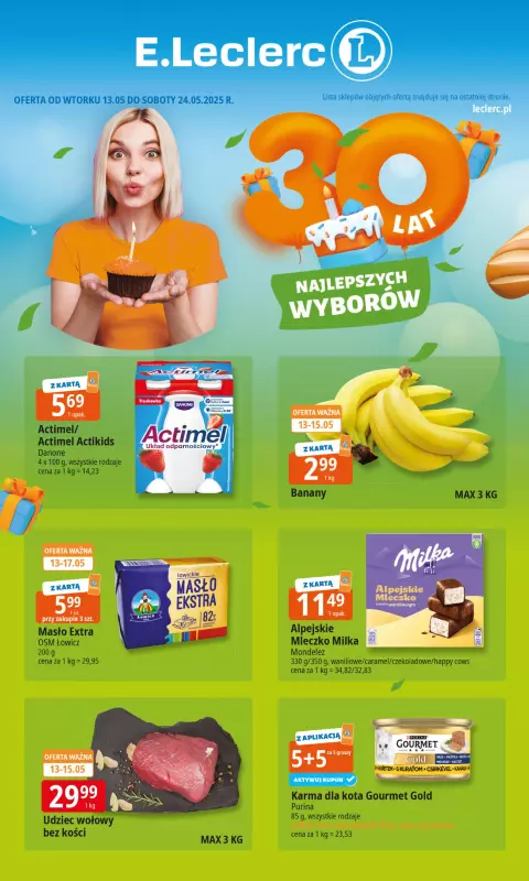 Leclerc - gazetka promocyjna Oferta E.Leclerc I 30 lat najlepszych wyborów od wtorku 13.05 do soboty 24.05
