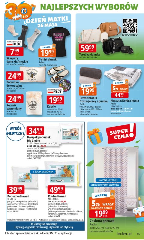 Leclerc - gazetka promocyjna Oferta E.Leclerc I 30 lat najlepszych wyborów od poniedziałku 19.05 do poniedziałku 26.05 - strona 16