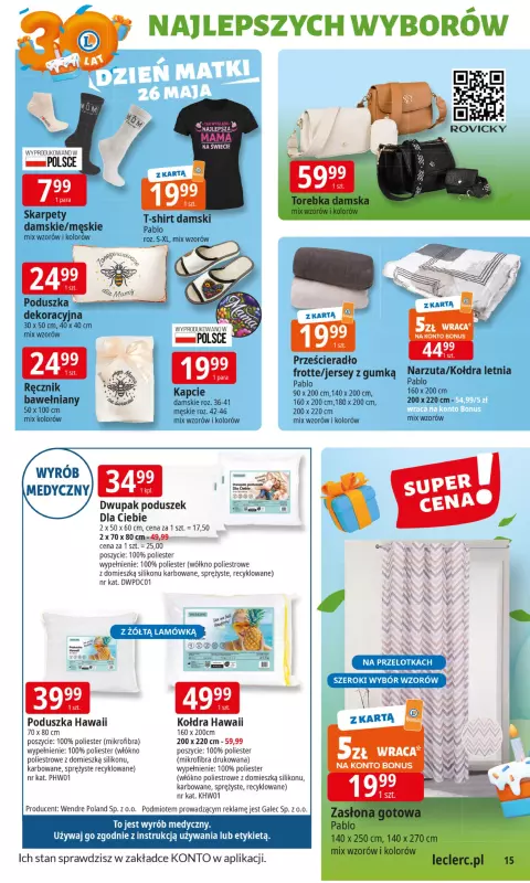 Leclerc - gazetka promocyjna Oferta E.Leclerc I 30 lat najlepszych wyborów od poniedziałku 19.05 do poniedziałku 26.05 - strona 16