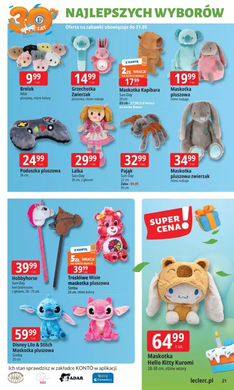 Leclerc - gazetka promocyjna Oferta E.Leclerc I 30 lat najlepszych wyborów od poniedziałku 19.05 do poniedziałku 26.05 - strona 21